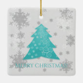 Blauwgroen kerstboomkeramisch Ornament (Achterkant)