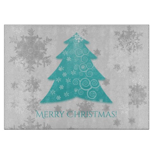 Blauwgroen kerstboomknipbord snijplank (Voorkant)