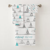 Blauwgroen kerstboompatroon#5 ID1009 Bad Handdoek (Insitu)