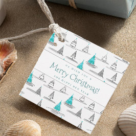 Blauwgroen kerstboompatroon#5 ID1009 Bedankjes Labels