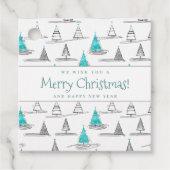 Blauwgroen kerstboompatroon#5 ID1009 Bedankjes Labels (Voorkant)