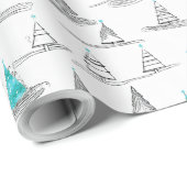 Blauwgroen kerstboompatroon#5 ID1009 Cadeaupapier (Rol Hoek)