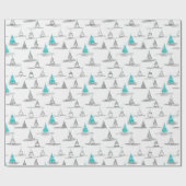 Blauwgroen kerstboompatroon#5 ID1009 Cadeaupapier (Vlak)