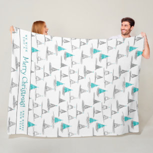 Blauwgroen kerstboompatroon#5 ID1009 Fleece Deken