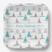 Blauwgroen kerstboompatroon#5 ID1009 Papieren Bordje (Voorkant)