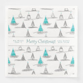 Blauwgroen kerstboompatroon#5 ID1009 Servet (Voorkant)