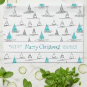 Blauwgroen kerstboompatroon#5 ID1009 Theedoek (Gevouwen)