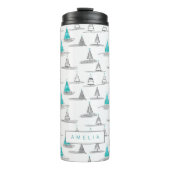 Blauwgroen kerstboompatroon#5 ID1009 Thermosbeker (Voorkant)
