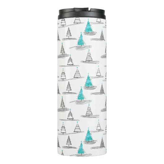 Blauwgroen kerstboompatroon#5 ID1009 Thermosbeker (Achterkant)