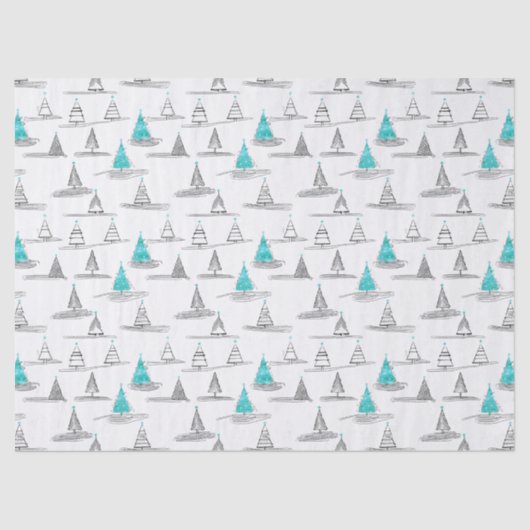 Blauwgroen kerstboompatroon#5 ID1009 Tissuepapier (Voorkant)