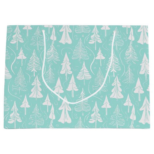 Blauwgroen kerstboompatroon#6 ID1009 Groot Cadeauzakje (Voorkant)