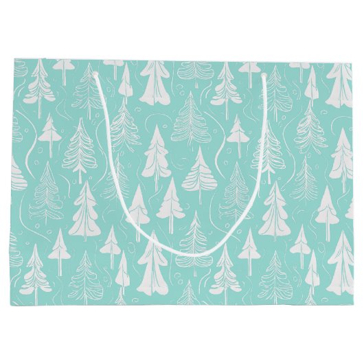 Blauwgroen kerstboompatroon#6 ID1009 Groot Cadeauzakje (Achterkant)