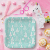 Blauwgroen kerstboompatroon#6 ID1009 Papieren Bordje (Feest)