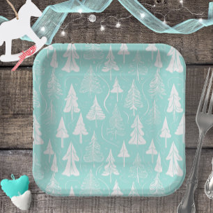 Blauwgroen kerstboompatroon#6 ID1009 Papieren Bordje