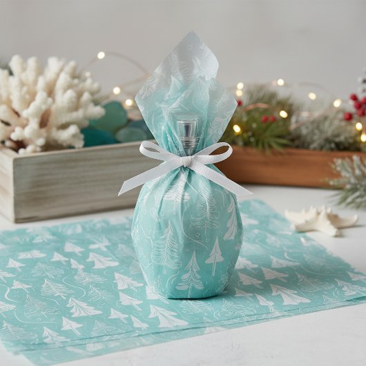 Blauwgroen kerstboompatroon#6 ID1009 Tissuepapier