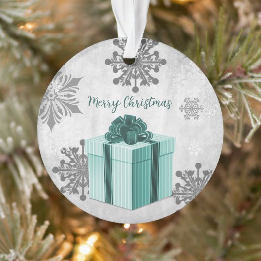 Blauwgroen kerstcadeau-Ornament Ornament (Boom)
