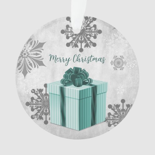 Blauwgroen kerstcadeau-Ornament Ornament (voorkant)