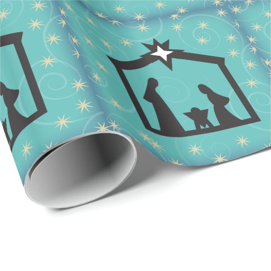 Blauwgroen kerstcadeaubon voor kerstmis cadeaupapier (Rol Hoek)