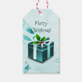 Blauwgroen kerstcadeaudoos Cadeaubont Label Cadeaulabel (Voorkant)