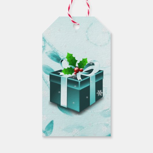 Blauwgroen kerstcadeaudoos Cadeaubont Label Cadeaulabel (Achterkant)