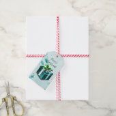 Blauwgroen kerstcadeaudoos Cadeaubont Label Cadeaulabel (Met Touw)