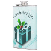 Blauwgroen kerstcadeaufles heupfles (Links)