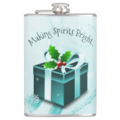 Blauwgroen kerstcadeaufles heupfles (Voorkant)