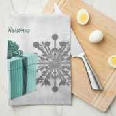 Blauwgroen kerstcadeaukeukenhanddoek voor kerstcad theedoek (Quarter Fold)