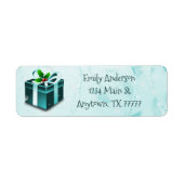 Blauwgroen kerstcadeaulabel etiket (Voorkant)