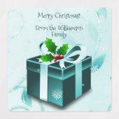 Blauwgroen kerstcadeaulabel labels (Design 1)