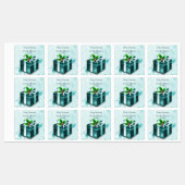 Blauwgroen kerstcadeaulabel labels (Vel)