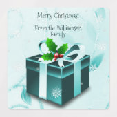Blauwgroen kerstcadeaulabel labels (Design 2)