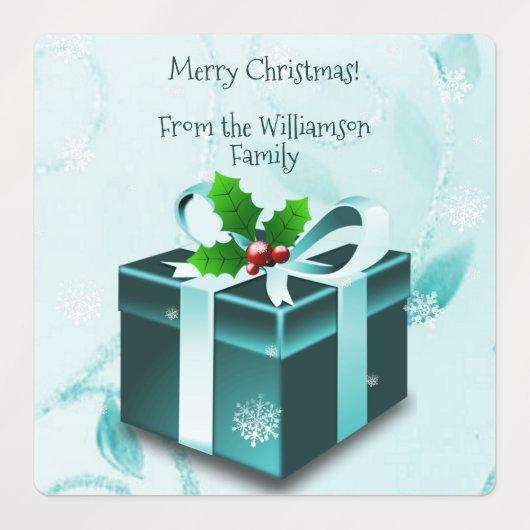 Blauwgroen kerstcadeaulabel labels (Design 2)