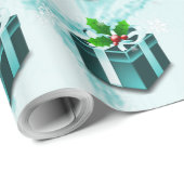 Blauwgroen kerstcadeaupapier cadeaupapier (Rol Hoek)