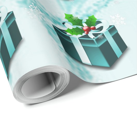 Blauwgroen kerstcadeaupapier cadeaupapier (Rol Hoek)