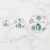 Blauwgroen kerstcadeautafel Confetti (Voorkanten)