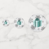 Blauwgroen kerstcadeautafel Confetti (Achterkanten)