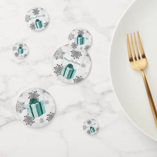 Blauwgroen kerstcadeautafel Confetti (Groep)