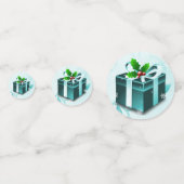 Blauwgroen kerstcadeautafel Confetti (Voorkanten)