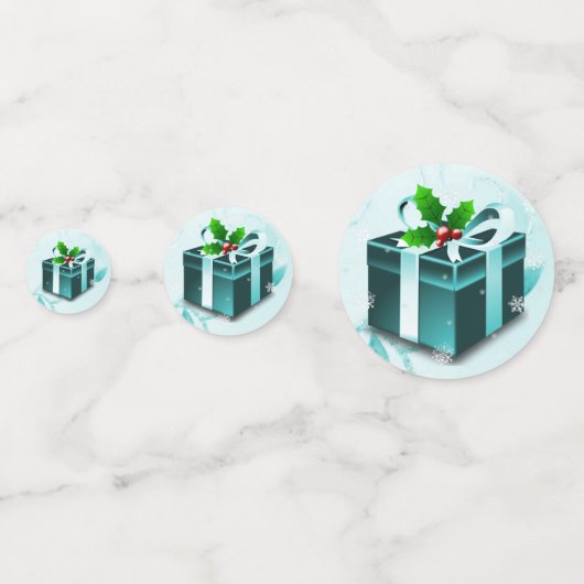 Blauwgroen kerstcadeautafel Confetti (Voorkanten)