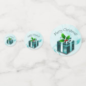 Blauwgroen kerstcadeautafel Confetti (Achterkanten)