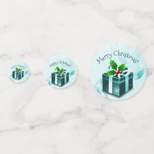 Blauwgroen kerstcadeautafel Confetti (Achterkanten)