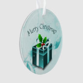 Blauwgroen kerstcadeautje Ornament (voorkant)