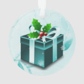 Blauwgroen kerstcadeautje Ornament (achterkant)