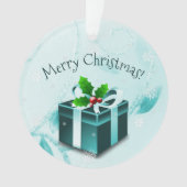 Blauwgroen kerstcadeautje Ornament (voorkant)