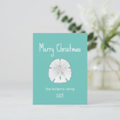 Blauwgroen kerstdagen met tropische beugel feestdagenkaart (Staand voorkant)