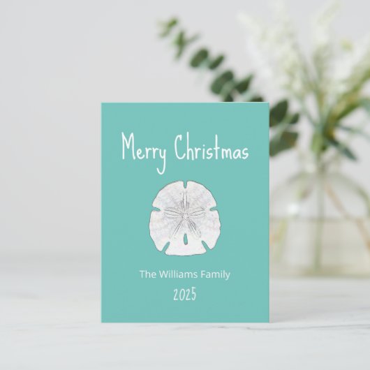 Blauwgroen kerstdagen met tropische beugel feestdagenkaart (Staand voorkant)