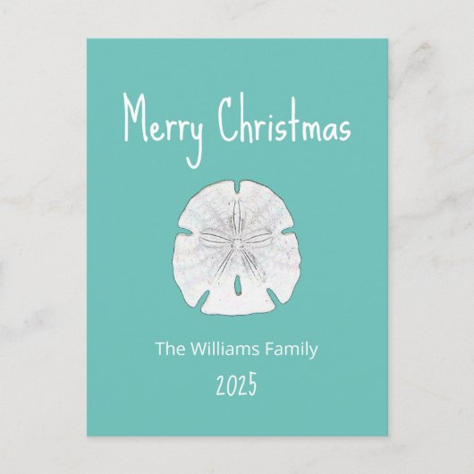 Blauwgroen kerstdagen met tropische beugel feestdagenkaart (Voorkant)