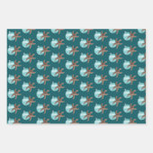 Blauwgroen kerstfeest met blauw Ornament Inpakpapier Vel (Voorkant 3)