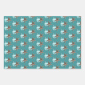 Blauwgroen kerstfeest met blauw Ornament Inpakpapier Vel (Voorkant)